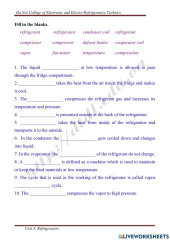 Unit 3 - Refrigerators