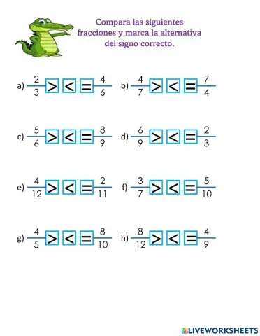Comparación de fracciones