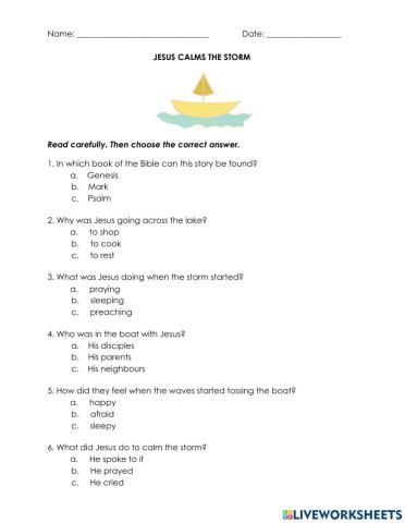 Jesus Calms The Storm