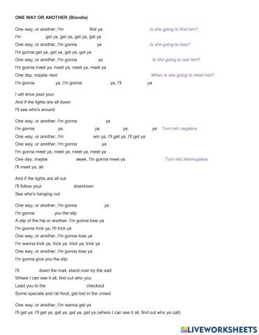 Song- One way or another