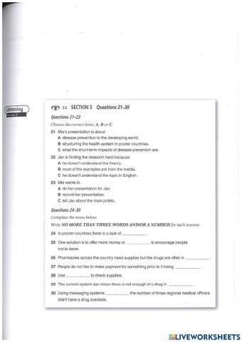 Listening IELTS section 3