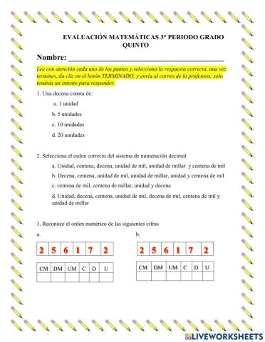 Ev. matematicas quinto