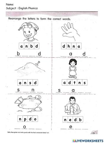 Final consonant blend 'nd'