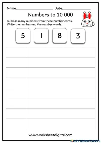 Numbers to 10 000