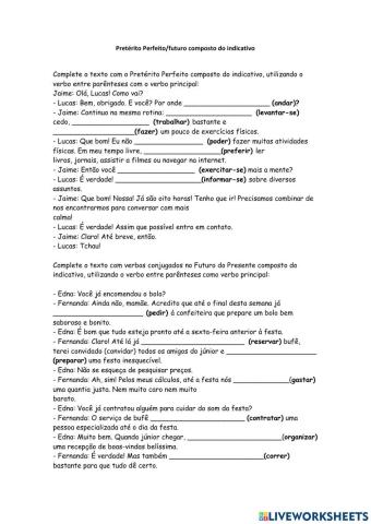 Pretérito perfeito e futuro do indicativo composto