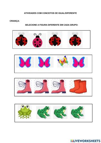 Conceitos igual-diferente