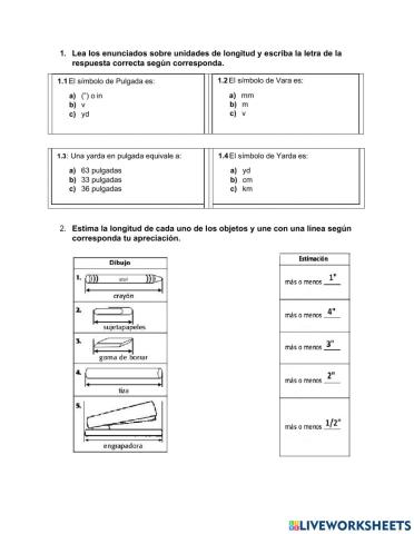Conversión pulgada, varas y yarda