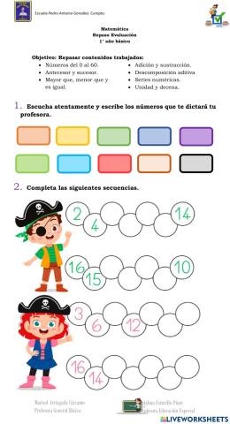 Repaso para evaluación 1º