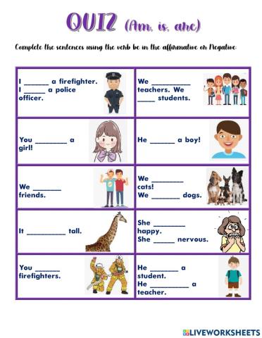 Quiz am, is, are