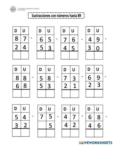 Operaciones de sustracción