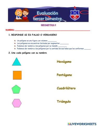 Evaluación 3 bimestre  -  geometría 1