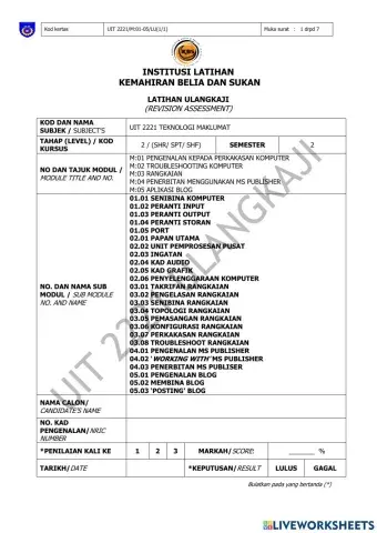 ICT Latihan Ulangkaji 1