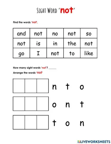 Sight Word NOT