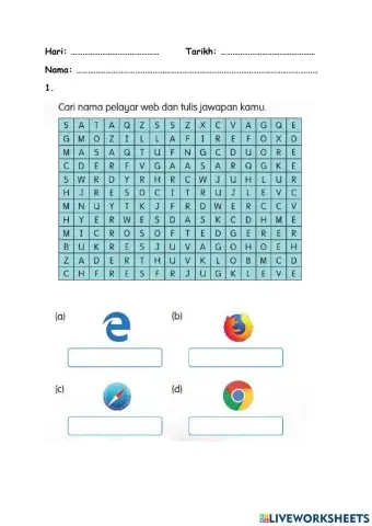 Cari Nama Pelayar Web dan Tulis Jawapan Kamu