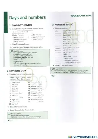 Cardinal Numbers 1-100
