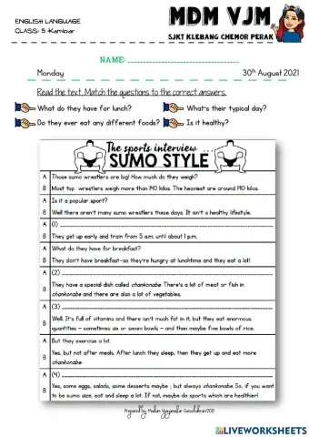 Year 5 Unit 5 - The Sports Interview: SUMO STYLE