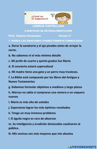 El adjetivo concordancia y grados