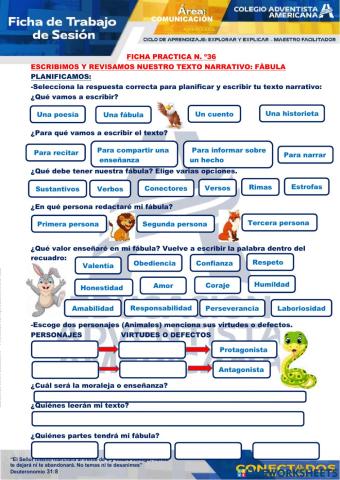 Escribimos y revisamos la fabula