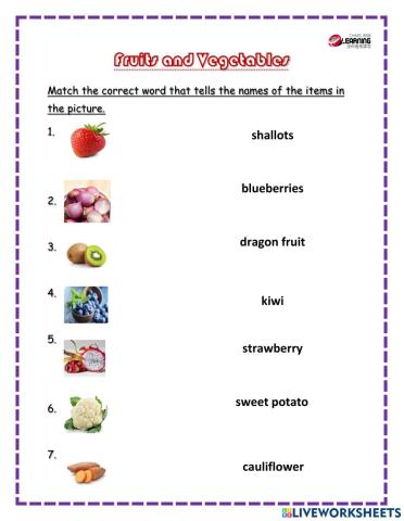 Vocabulary - Fruit and Vegetables