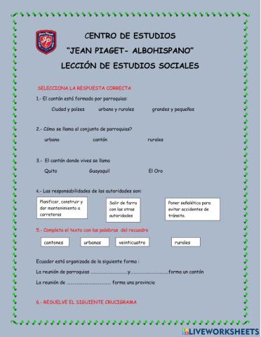 Leccion de estudios sociales 2 P1Q