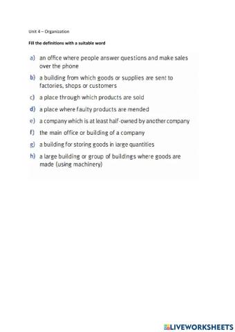 Unit 4 - Organization