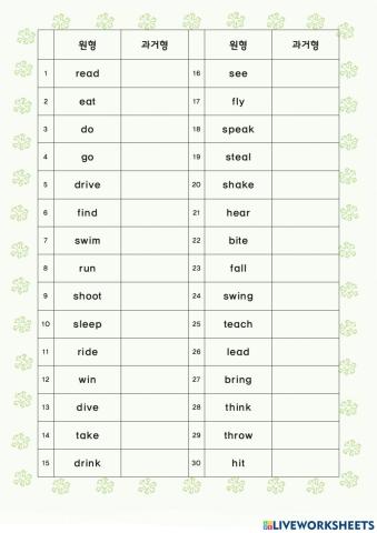 Past Simple-irregular verbs