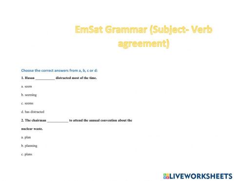 Subject- Verb Agreement