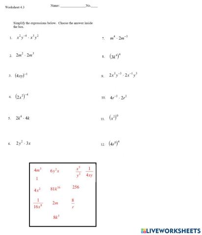 Worksheet 4.3