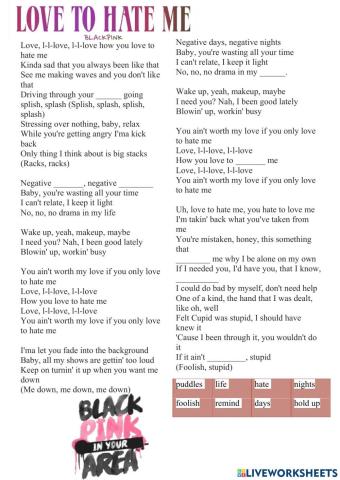 Listen - Lyrics to Blackpink -LOVE TO HATE ME-