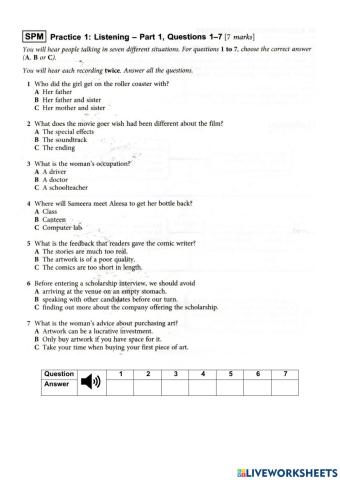 Listening spm part 1 practice 1