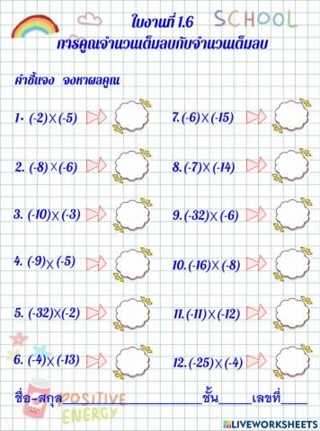 การคูณจำนวนเต็มลบกับเต็มลบ