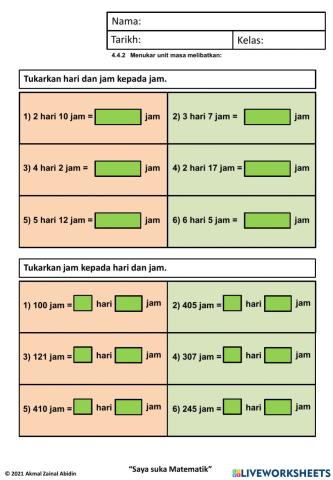 4.4.2   Menukar unit masa melibatkan: