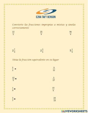 Fracciones Mixtas, Impropias e Equivalentes