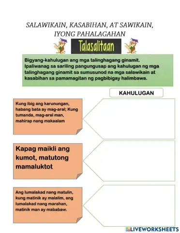 Salawikain at Kasabihan - Ating Pahalagahan!