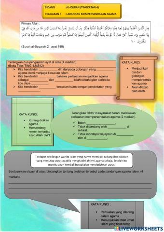 Pelajaran 6 : tingkatan 4
