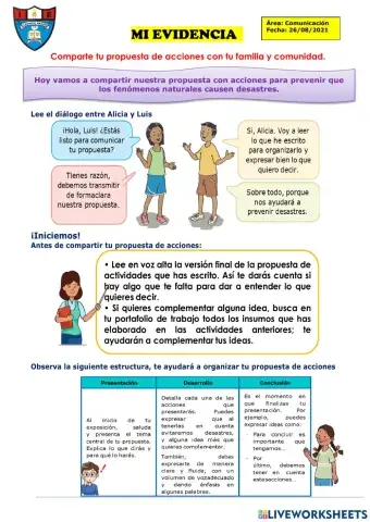 Comparte tu propuesta de acciones con tu familia y comunidad