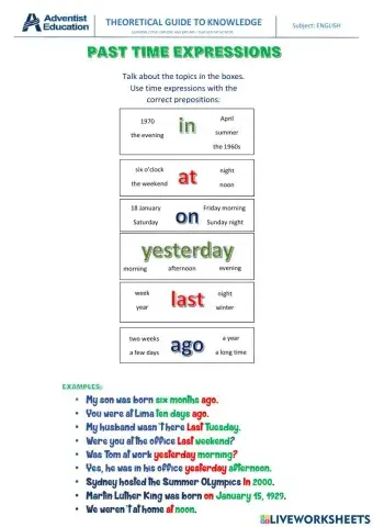 Past time expressions