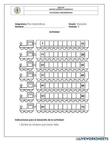 Números hasta el 70