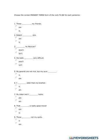 Test 1 - Verb to Be- Nationalities and Countries- Bolívar Family