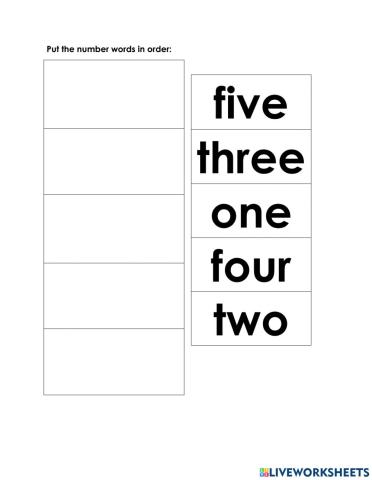 Number Words 1 to 5