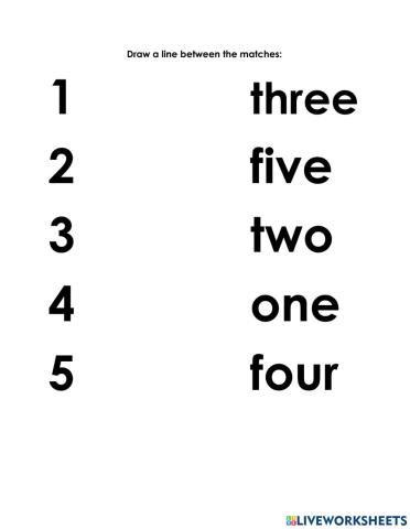 Match numerals to number words