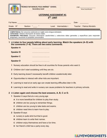 Listening unit 5 B1+