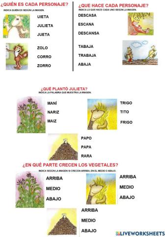 Actividad de lectura: julieta ¿qué plantaste?
