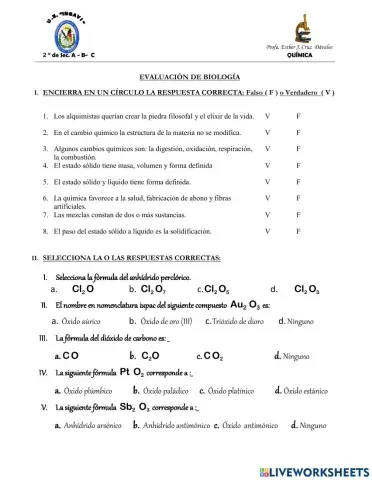Evaluación de química