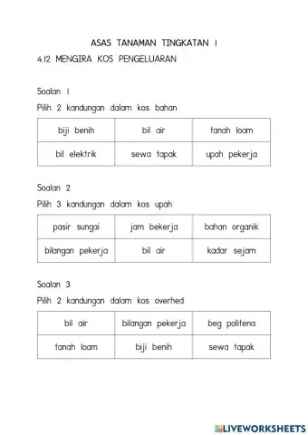 4.12 Mengira Kos PEngeluaran- Latihan PEngukuhan