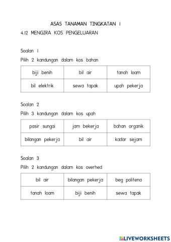 4.12 Mengira Kos PEngeluaran- Latihan PEngukuhan