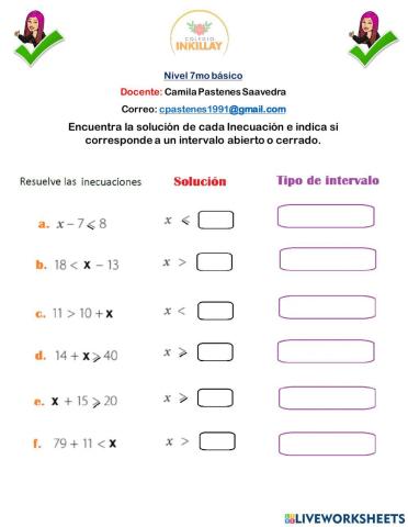 Inecuaciones simples