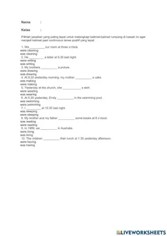 Past continous tense