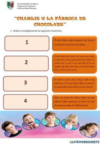 Actividad Charlie y la fábrica de chocolate