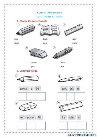 Level 1: my school things